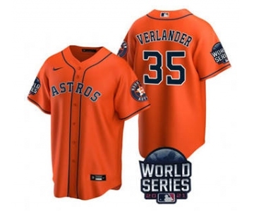 Men's Houston Astros #35 Justin Verlander 2021 Orange World Series Cool Base Stitched Baseball Jersey