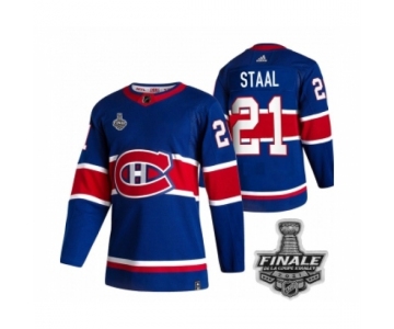 Men's Adidas Canadiens #21 Eric Staal Blue Road Authentic 2021 Stanley Cup Jersey