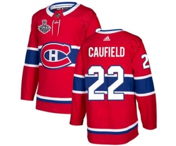 Men's Montreal Canadiens #22 Cole Caufield 2021 Red Stanley Cup Final Stitched Hockey Jersey