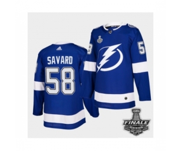 Men's Adidas Lightning #58 David Savard Blue Home Authentic 2021 Stanley Cup Jersey