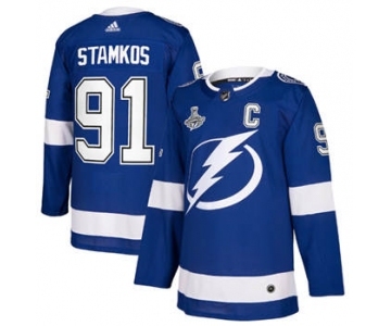 Men's Tampa Bay Lightning #91 Steven Stamkos 2021 Stanley Cup Champions Stitched Hockey Jersey