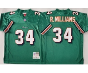 Men's Miami Dolphins #34 Ricky Williams Aqua Throwback Stitched Football Jersey