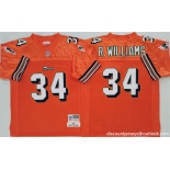 Men's Miami Dolphins #34 Ricky Williams Orange Throwback Stitched Football Jersey