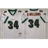 Men's Miami Dolphins #34 Ricky Williams White Throwback Stitched Football Jersey