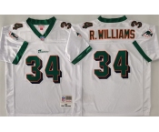 Men's Miami Dolphins #34 Ricky Williams White Throwback Stitched Football Jersey