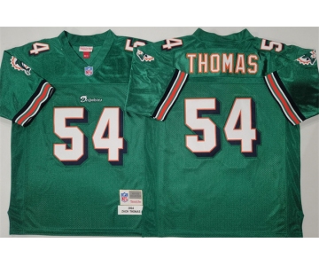 Men's Miami Dolphins #54 Zach Thomas Aqua Throwback Stitched Football Jerse