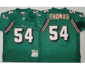 Men's Miami Dolphins #54 Zach Thomas Aqua Throwback Stitched Football Jersey