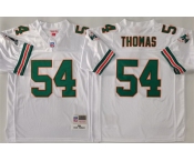 Men's Miami Dolphins #54 Zach Thomas White Throwback Stitched Football Jersey