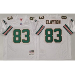 Men's Miami Dolphins #83 Mark Clayton White Throwback Stitched Football Jersey