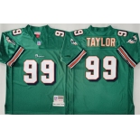 Men's Miami Dolphins #99 Jason Taylor Aqua Throwback Stitched Football Jersey
