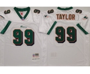 Men's Miami Dolphins #99 Jason Taylor White Throwback Stitched Football Jersey