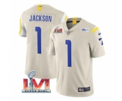 Men's Los Angeles Rams #1 Desean Jackson Bone 2022 Super Bowl LVI Vapor Limited Stitched Jersey