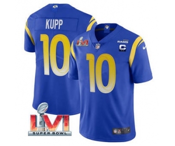 Men's Los Angeles Rams #10 Cooper Kupp 2022 Royal With C Patch Super Bowl LVI Vapor Limited Jersey