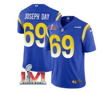Men's Los Angeles Rams #69 Sebastian Joseph-Day Royal 2022 Super Bowl LVI Vapor Limited Stitched Jersey