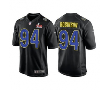 Men's Los Angeles Rams #94 A'Shawn Robinson Black 2022 Super Bowl LVI Game Stitched Jersey