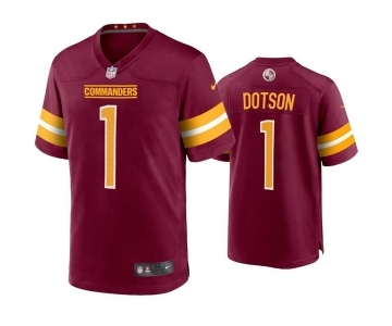 Men's Washington Commanders #1 Jahan Dotson 2022 Burgundy Game Stitched Football Jersey