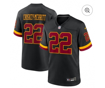 Men's Washington Commanders #22 Jacory Croskey-Merritt Black Nike Hail Raiser Game Stitched Jersey