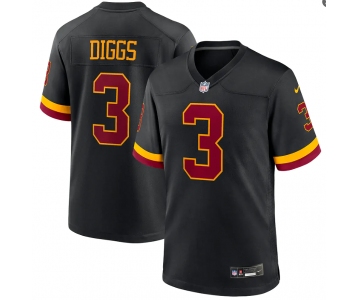 Men's Washington Commanders #3 Diggs Black Nike Hail Raiser Game Stitched Jersey