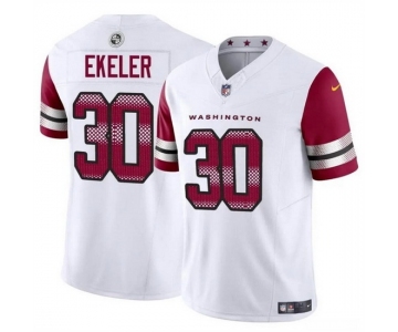 Men Washington Commanders #30 Austin Ekeler White 2023 F U S E Vapor Limited Stitched Football Jersey