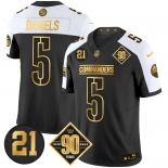 Men Washington Commanders 5 Jayden Daniels Black Gold F U S E 90th 26 Sean Taylor Patch Vapor Limited Stitched Football Jersey