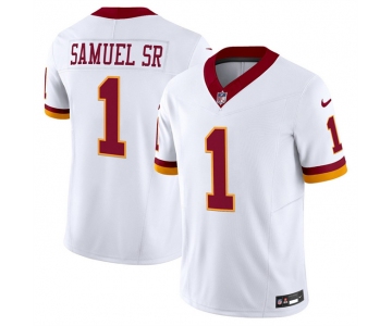 Men's Washington Commanders #1 Deebo Samuel Sr. White 2025 F.U.S.E. Throwback Vapor Limited Football Stitched Jersey