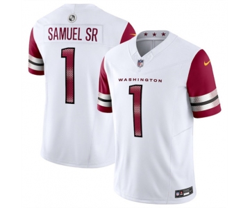 Men's Washington Commanders #1 Deebo Samuel Sr White 2025 F.U.S.E. Vapor Limited Football Stitched Jersey
