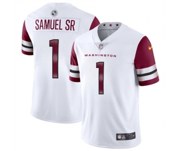 Men's Washington Commanders #1 Deebo Samuel Sr White 2025 Vapor Limited Football Stitched Jersey