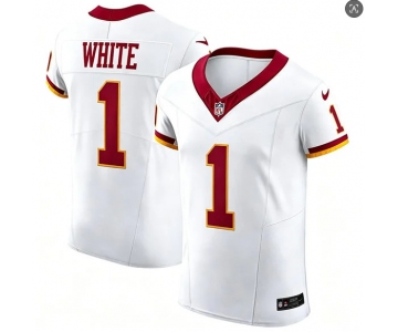 Mens Washington Commanders #1 Rachaad White Nike 2026 White Away Vapor F.U.S.E.Limited Jersey