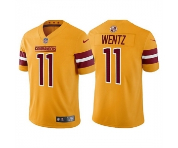 Men's Washington Commanders #11 Carson Wentz Gold Vapor Untouchable Stitched Football Jersey