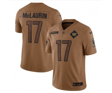 Men's Washington Commanders #17 Terry McLaurin 2023 Brown Salute To Service Limited Football Stitched Jersey
