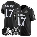 Men's Washington Commanders #17 Terry McLaurin Black 4-star C Patch & 75TH Patch 2026 F.U.S.E. Hail Raiser Alternate Vapor Limited Stitched Football Jersey
