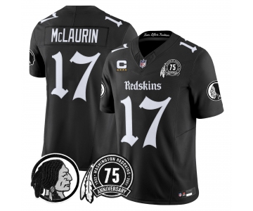 Men's Washington Commanders #17 Terry McLaurin Black 4-star C Patch & 75TH Patch 2026 F.U.S.E. Hail Raiser Alternate Vapor Limited Stitched Football Jersey