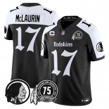Men's Washington Commanders #17 Terry McLaurin Black White 4-star C Patch & 75TH Patch 2026 F.U.S.E. Hail Raiser Alternate Vapor Limited Stitched Football 