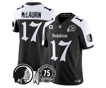Men's Washington Commanders #17 Terry McLaurin Black White 4-star C Patch & 75TH Patch 2026 F.U.S.E. Hail Raiser Alternate Vapor Limited Stitched Football 