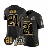 Men's Washington Commanders #21 Sean Taylor Black Gold 75TH Patch &21 Patch 2026 F.U.S.E. Hail Raiser Alternate Vapor Limited Stitched Football Jersey