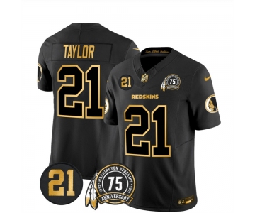Men's Washington Commanders #21 Sean Taylor Black Gold 75TH Patch &21 Patch 2026 F.U.S.E. Hail Raiser Alternate Vapor Limited Stitched Football Jersey