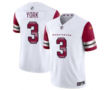Men's Washington Commanders #3 Cade York White 2024 F.U.S.E Vapor Limited Football Stitched Jersey