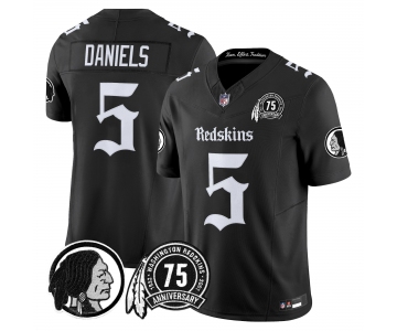 Men's Washington Commanders #5 Jayden Daniels  75TH Patch 2026 F.U.S.E. Hail Raiser Alternate Vapor Limited Stitched Football Jersey