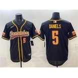 Mens Washington Commanders #5 Jayden Daniels Black Limited Stitched Baseball Jersey Mens Washington Commanders #5 Jayden Daniels Black Limited Stitched Baseball Jersey