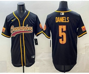 Mens Washington Commanders #5 Jayden Daniels Black Limited Stitched Baseball Jersey