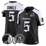 Men's Washington Commanders #5 Jayden Daniels Black White 75TH Patch 2026 F.U.S.E. Hail Raiser Alternate Vapor Limited Stitched Football Jersey Men's Washington Commanders #5 Jayden Daniels Black White 75TH Patch 2026 F.U.S.E. Hail Raiser Alternate Vapor Limited Stitched Football Jersey