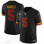 Men's Washington Commanders #5 Jayden Daniels Black With 2-Star C Patch F.U.S.E. Hail Raiser Alternate Vapor Limited Football Stitched Jersey