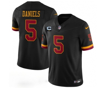 Men's Washington Commanders #5 Jayden Daniels Black With 2-Star C Patch F.U.S.E. Hail Raiser Alternate Vapor Limited Football Stitched Jersey