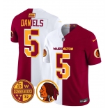 Men's Washington Commanders #5 Jayden Daniels Red White Split 2026 F.U.S.E. Vapor Limited Football Stitched Jersey