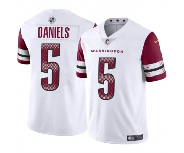 Men's Washington Commanders #5 Jayden Daniels White 2024 Draft Vapor Limited Football Stitched Jersey