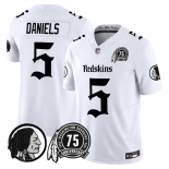 Men's Washington Commanders #5 Jayden Daniels White 75TH Patch 2026 F.U.S.E. Hail Raiser Alternate Vapor Limited Stitched Football Jersey