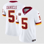 Men's Washington Commanders #5 Jayden Daniels White With 2-Star C Patch F.U.S.E. Throwback Vapor Limited Football Stitched Jersey