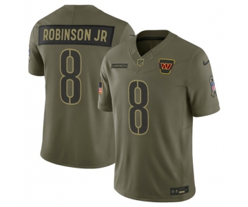 Men's Washington Commanders #8 Brian Robinson Jr. Olive 2025 Salute to Service Limited Football Stitched Jersey