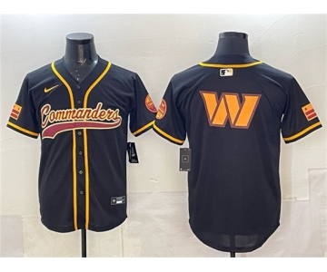 Men's Washington Commanders Team Big Logo Black Limited Stitched Baseball Jersey