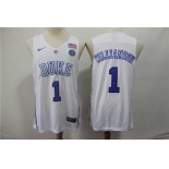 Duke Blue Devils #1 Zion Williamson White College Basketball Jersey